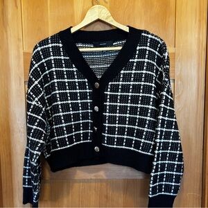 Vero Moda Black and White Checkered Cardigan